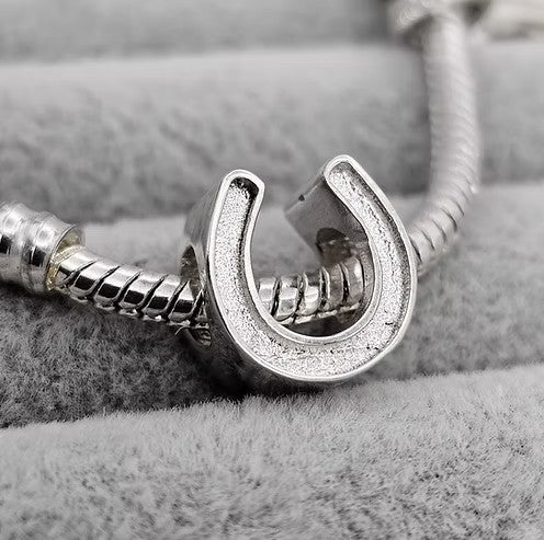 Horse Shoe Bead 925 Silver Memorial Charm – Ashes, Hair & Fur Memorial Keepsake | Charm Only – Bracelet Chain Not Included