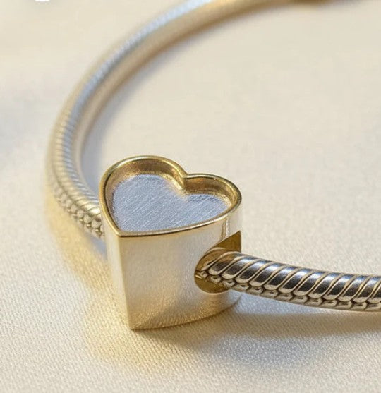 Silver Heart Bead 925 Silver Memorial Charm – Ashes, Hair & Fur Memorial Keepsake | Charm Only – Bracelet Chain Not Included