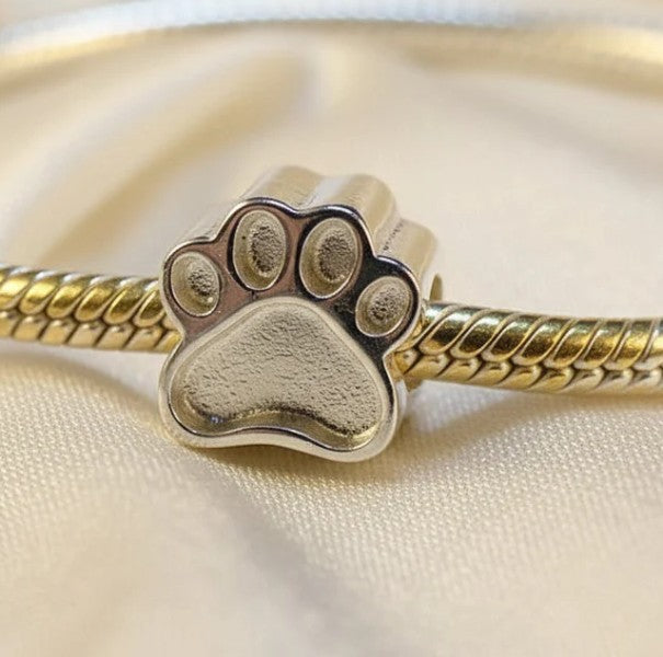 Solid Silver Dog Paw Bead 925 Silver Memorial Charm – Ashes, Hair & Fur Memorial Keepsake | Charm Only – Bracelet Chain Not Included