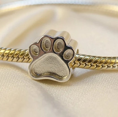 Solid Silver Dog Paw Bead 925 Silver Memorial Charm – Ashes, Hair & Fur Memorial Keepsake | Charm Only – Bracelet Chain Not Included