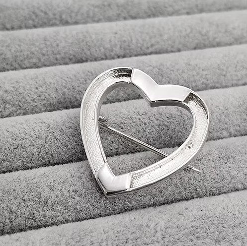 Heart Tube 925 Silver Stock Pin Brooch – Ashes, Hair & Fur Memorial Keepsake – Deep Set Heart Brooch or Tie Pin