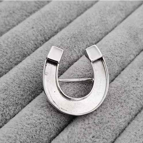 Horse Shoe 925 Silver Stock Pin Brooch – Ashes, Hair & Fur Memorial Keepsake – Deep Set Horseshoe Brooch or Tie Pin