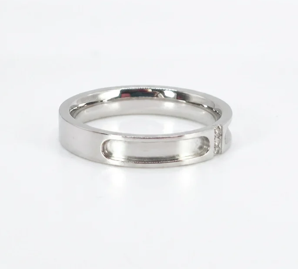 Zircon Part Channel Memorial Ring | Ashes, Hair & Fur Keepsake | Stainless Steel