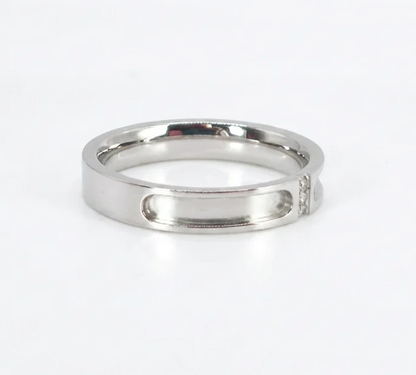 Zircon Part Channel Memorial Ring | Ashes, Hair & Fur Keepsake | Stainless Steel