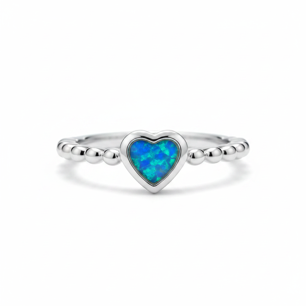 Blue opal bobble heart
