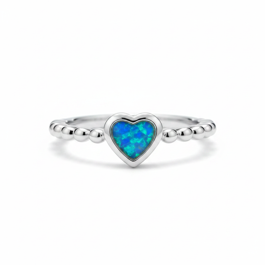 Blue opal bobble heart