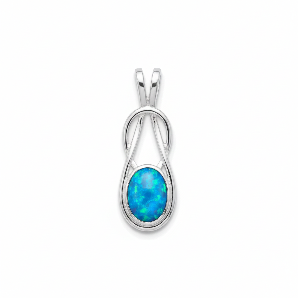 Blue opal Celtic infinity drop pendant