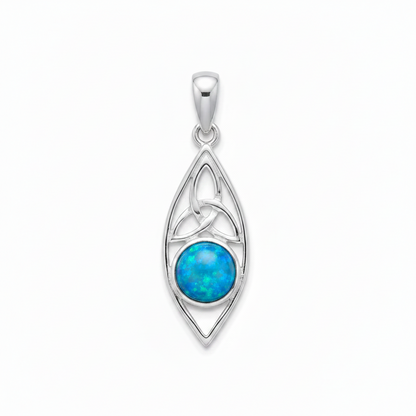Blue opal Celtic marquise pendant