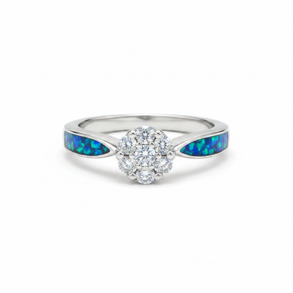 Blue opal cluster solitaire