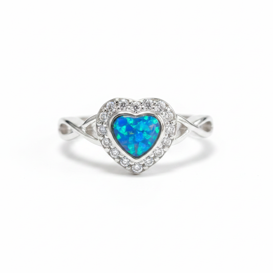 Blue opal CZ infinity heart