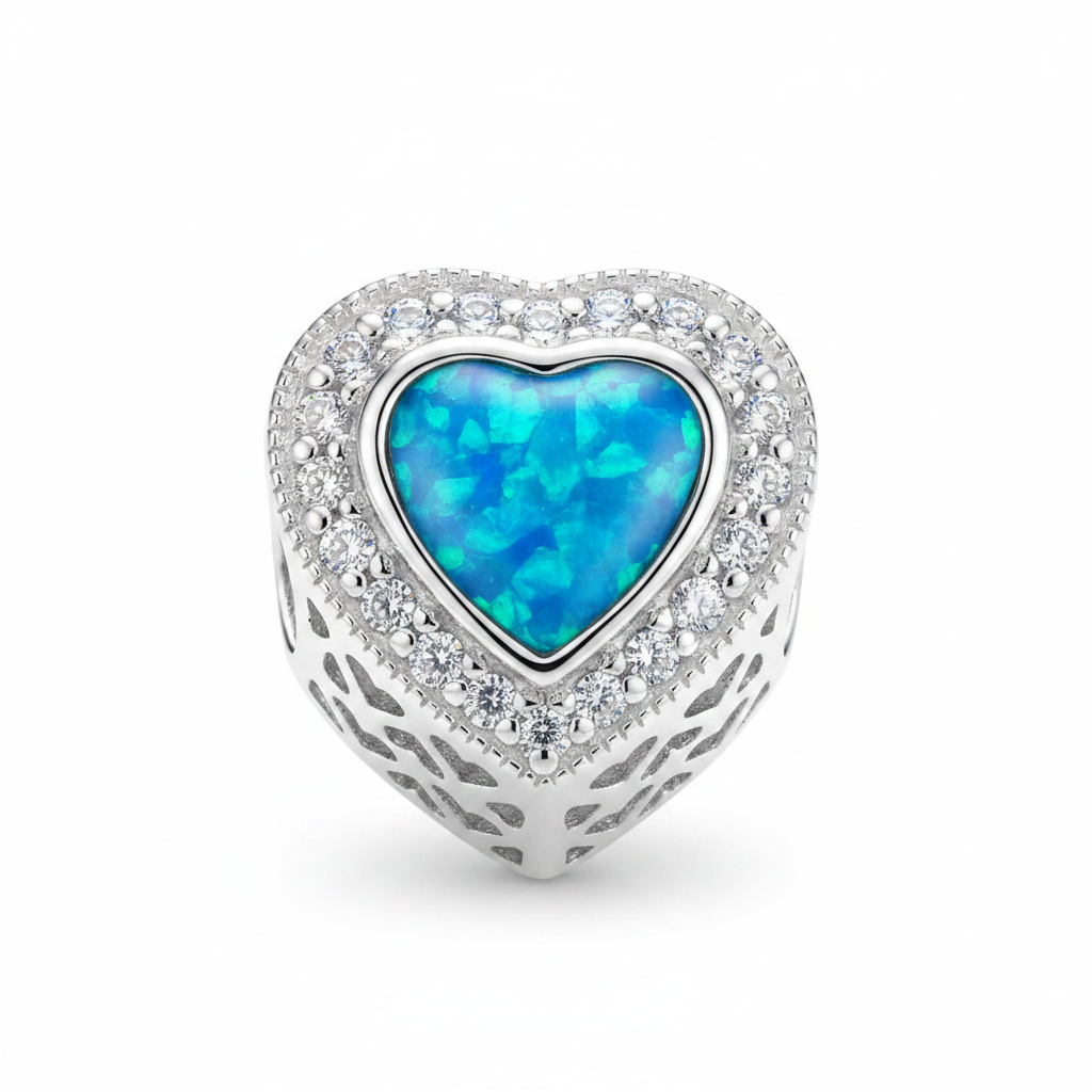 Blue opal heart charm