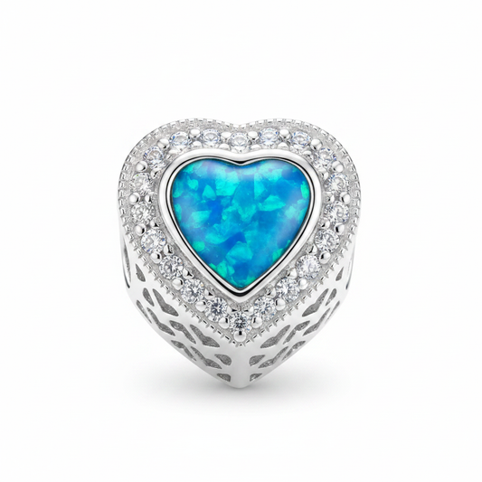 Blue opal heart charm