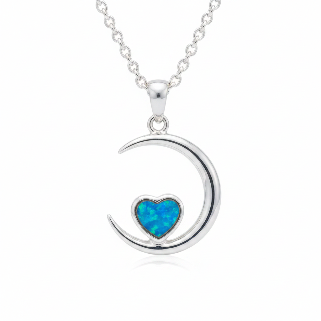 Blue opal moon & heart