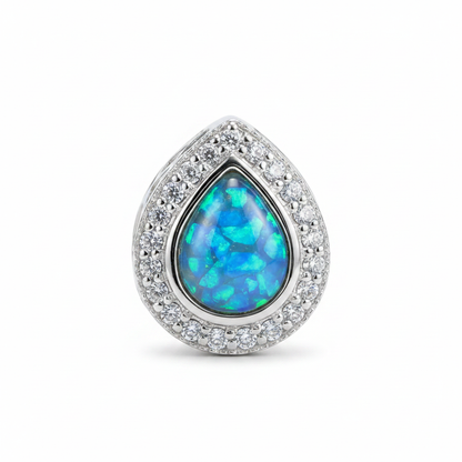 Blue opal pear CZ charm