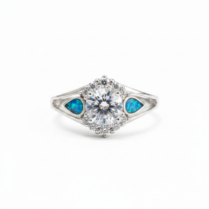 Blue opal solitaire & pear
