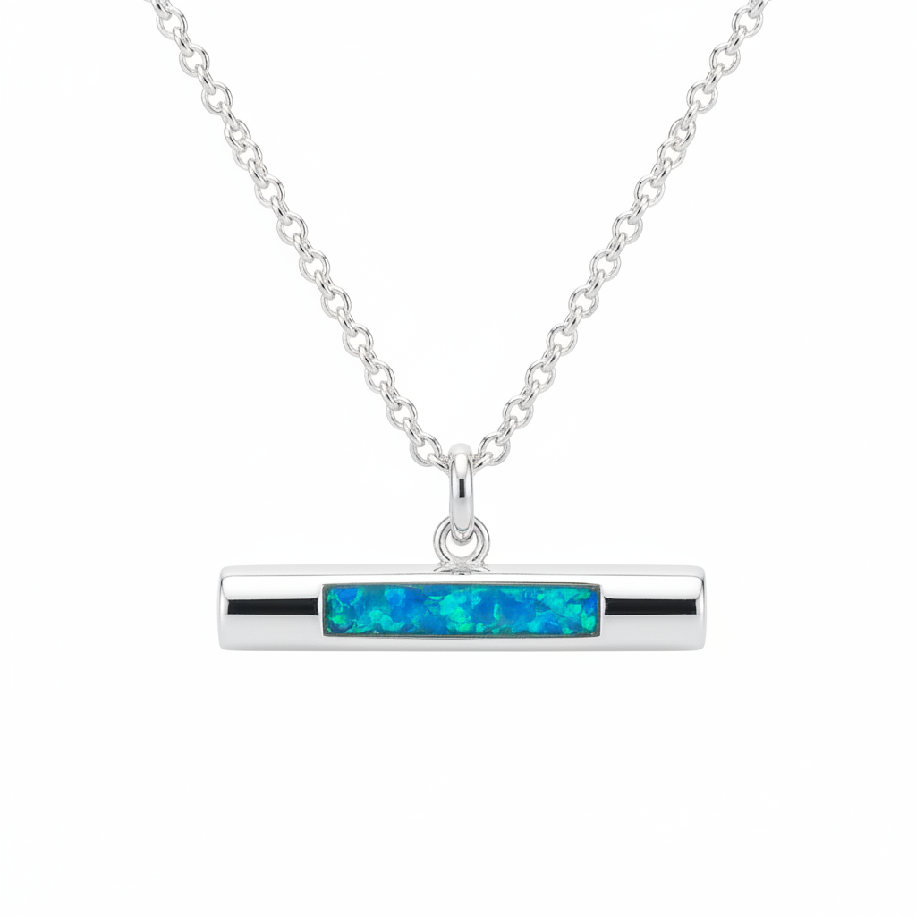 Blue opal T-bar pendant