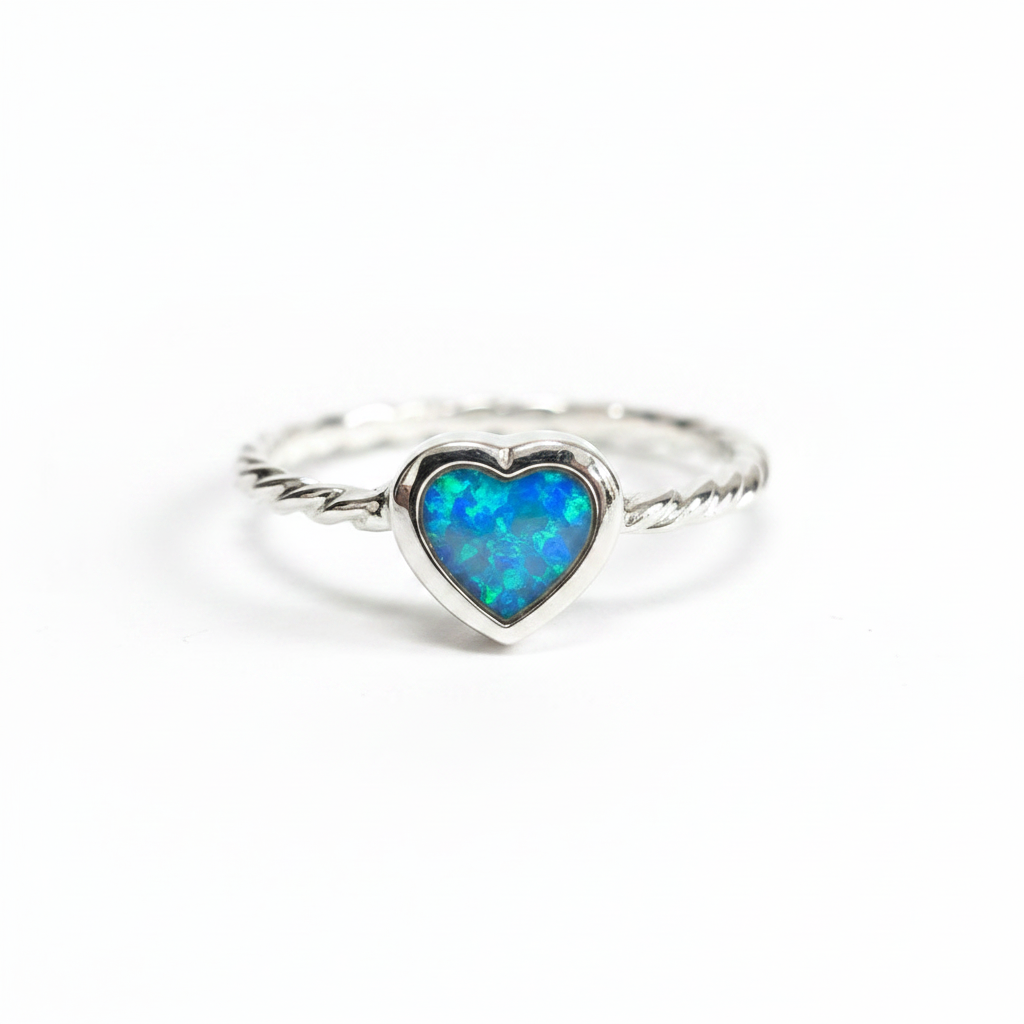 Blue opal twist heart