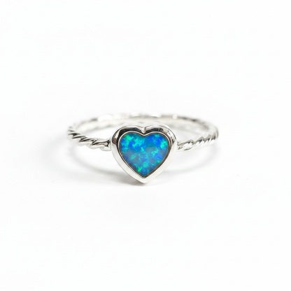 Blue opal twist heart