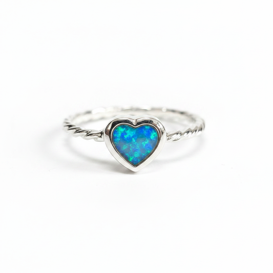 Blue opal twist heart