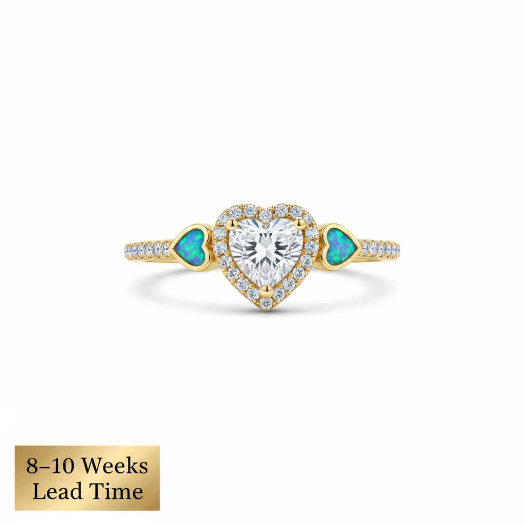 Blue teal opal with lead time sticker