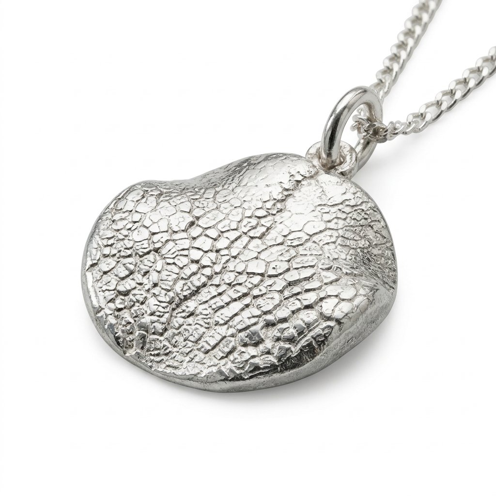 Fine silver nose print pendant detail sample
