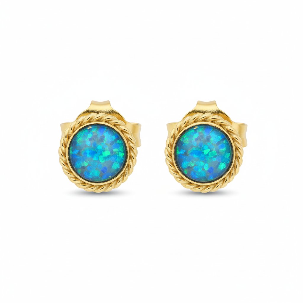 Gold Rope Edge Stud Earrings | 9ct Gold | Memorial Ashes, Hair or Flowers | Hallmarked Birmingham Assay Office