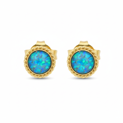 Gold Rope Edge Stud Earrings | 9ct Gold | Memorial Ashes, Hair or Flowers | Hallmarked Birmingham Assay Office