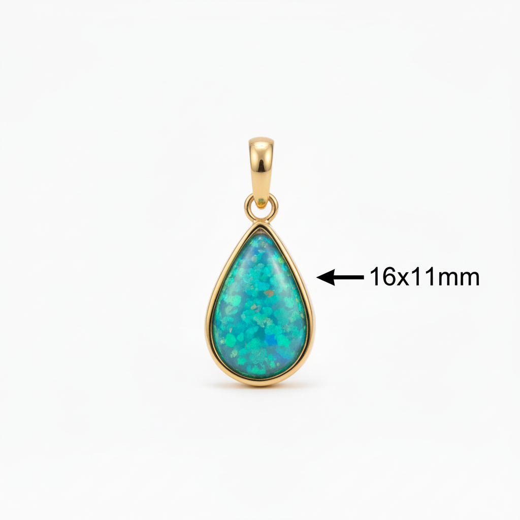 9ct Gold Memorial Pendant for Ashes Hair or Flowers – Large Teardrop Opal Flakes | Birmingham Hallmarked