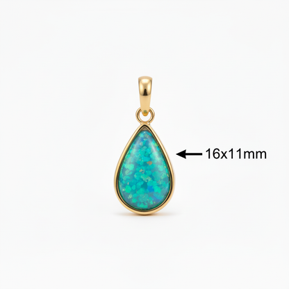 9ct Gold Memorial Pendant for Ashes Hair or Flowers – Large Teardrop Opal Flakes | Birmingham Hallmarked