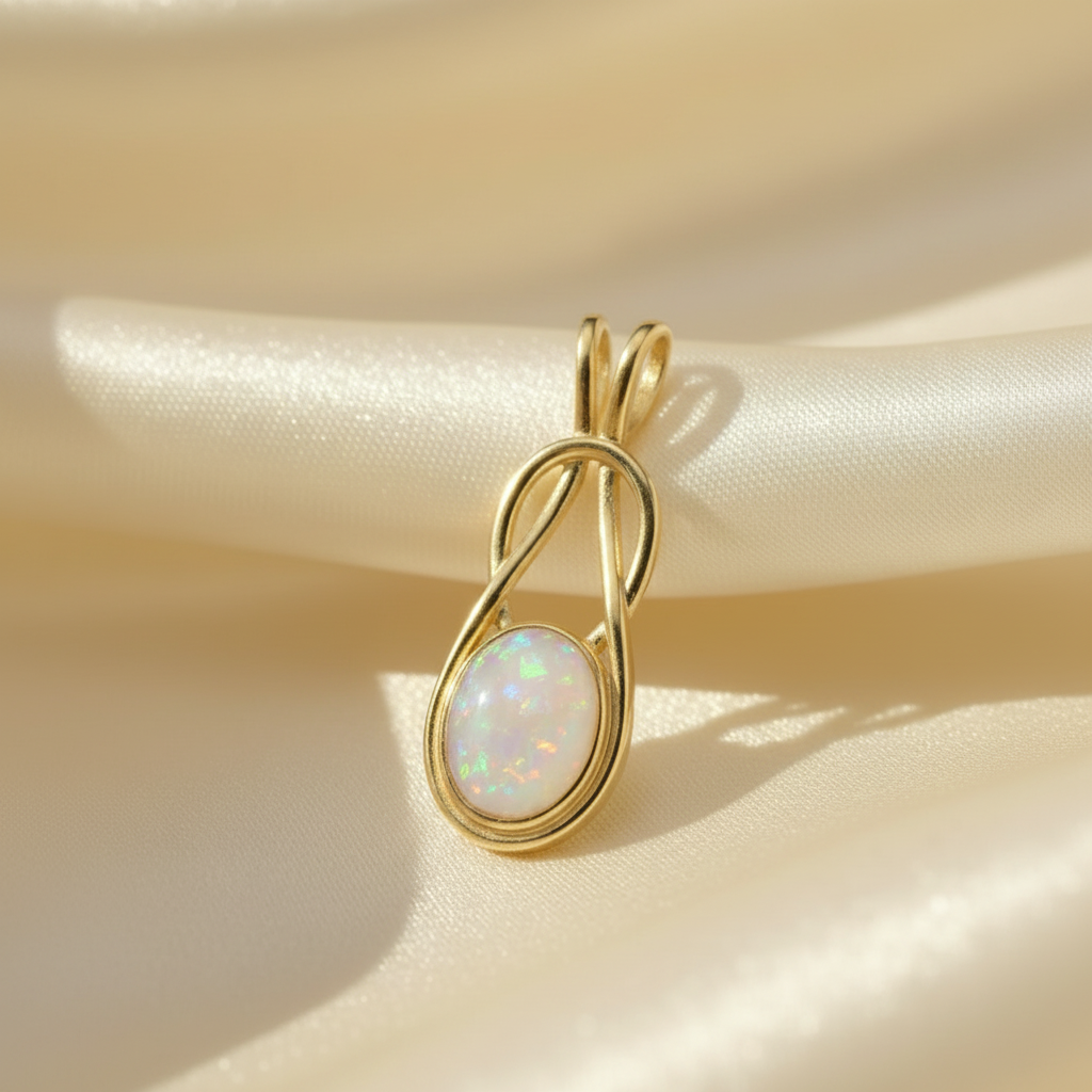 9ct Gold Infinity Knot Memorial Pendant for Ashes Hair or Flowers – 8x6mm Stone | Birmingham Hallmarked