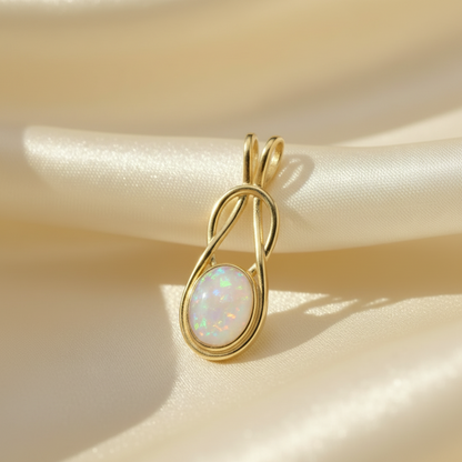 9ct Gold Infinity Knot Memorial Pendant for Ashes Hair or Flowers – 8x6mm Stone | Birmingham Hallmarked