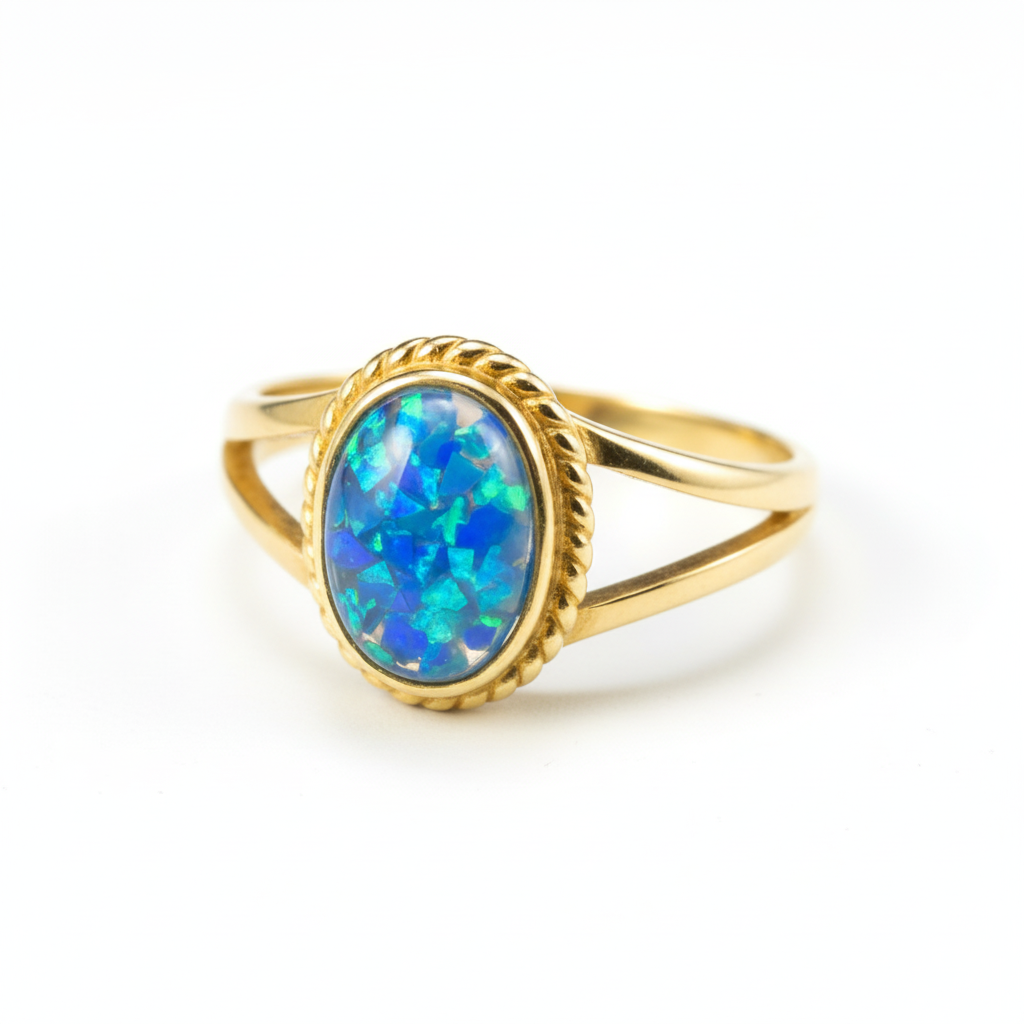 9ct Gold Rope Bezel Oval Memorial Ring | Ashes, Hair or Flowers | Hallmarked Birmingham Assay Office