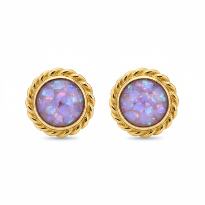 Gold Rope Edge Stud Earrings | 9ct Gold | Memorial Ashes, Hair or Flowers | Hallmarked Birmingham Assay Office