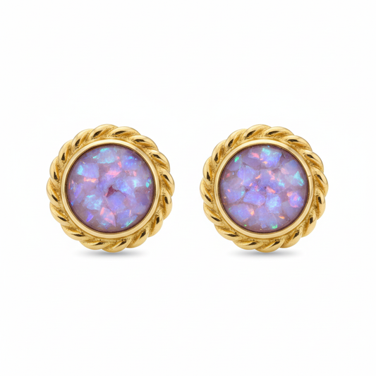 Gold Rope Edge Stud Earrings | 9ct Gold | Memorial Ashes, Hair or Flowers | Hallmarked Birmingham Assay Office