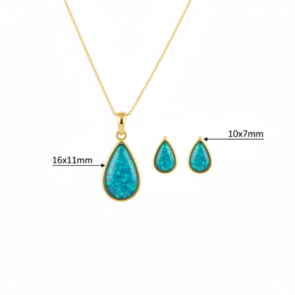 Gold Memorial Jewellery Set | 9ct Gold | Large Teardrop Pendant & Pear Stud Earrings | Hallmarked Birmingham Assay Office