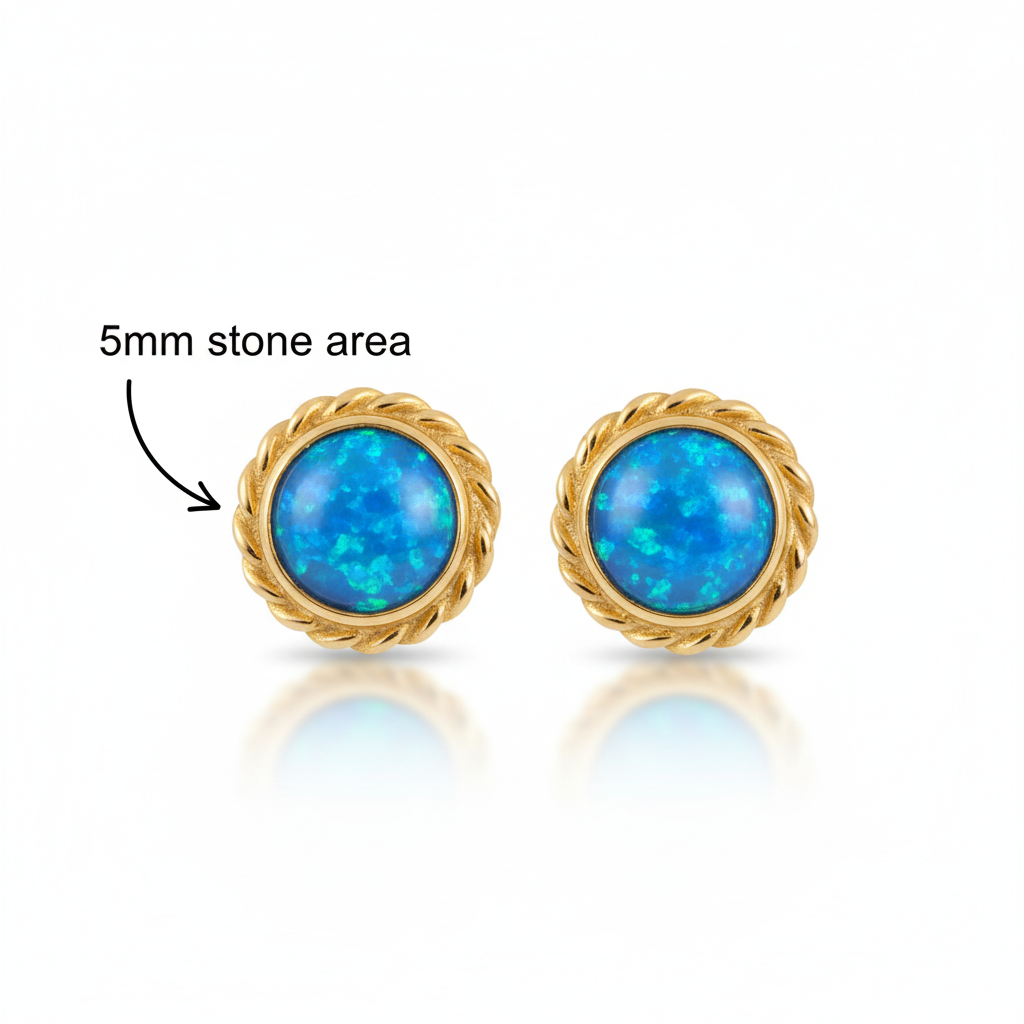 Gold Rope Edge Stud Earrings | 9ct Gold | Memorial Ashes, Hair or Flowers | Hallmarked Birmingham Assay Office