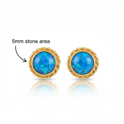 Gold Rope Edge Stud Earrings | 9ct Gold | Memorial Ashes, Hair or Flowers | Hallmarked Birmingham Assay Office
