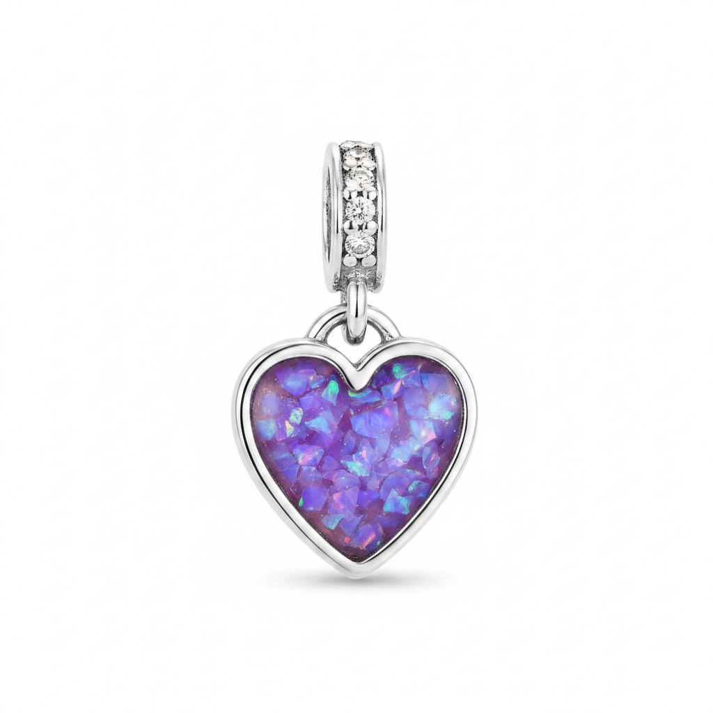 Heart CZ Dangle – Purple Opal