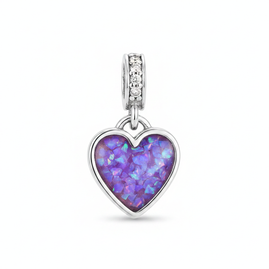 Heart CZ Dangle – Purple Opal