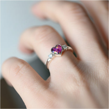 Personalised heart double gem memorial ring with ashes, blending emotional significance with timeless craftsmanship for a one-of-a-kind tribute.
