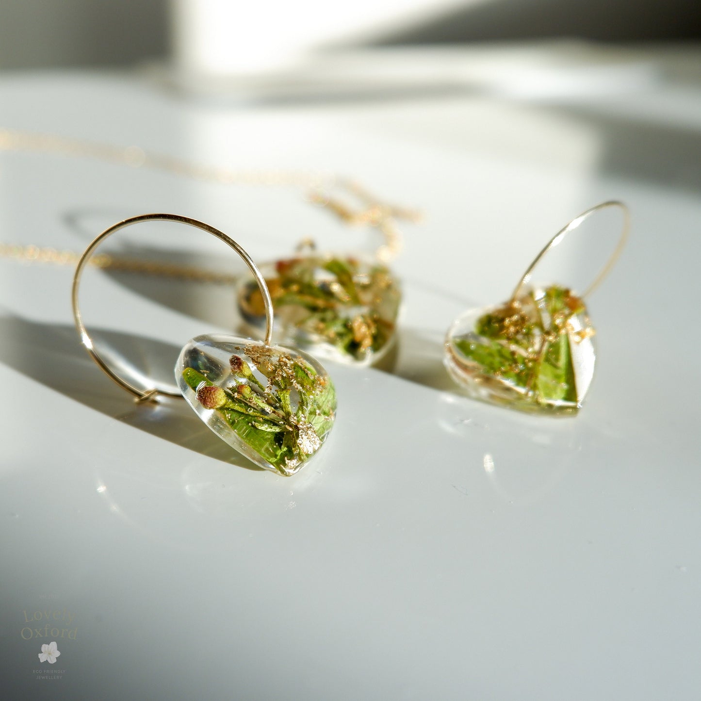Wedding Bouquet Preservation Necklace & Earrings Set - Bridal Flower Keepsake