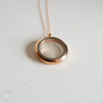 Pet Memorial Locket for Ashes Hair or Flowers - Rose Gold Glass Keepsake UK