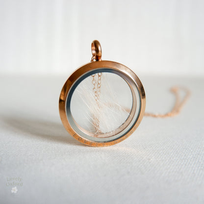Pet Memorial Locket for Ashes Hair or Flowers - Rose Gold Glass Keepsake UK