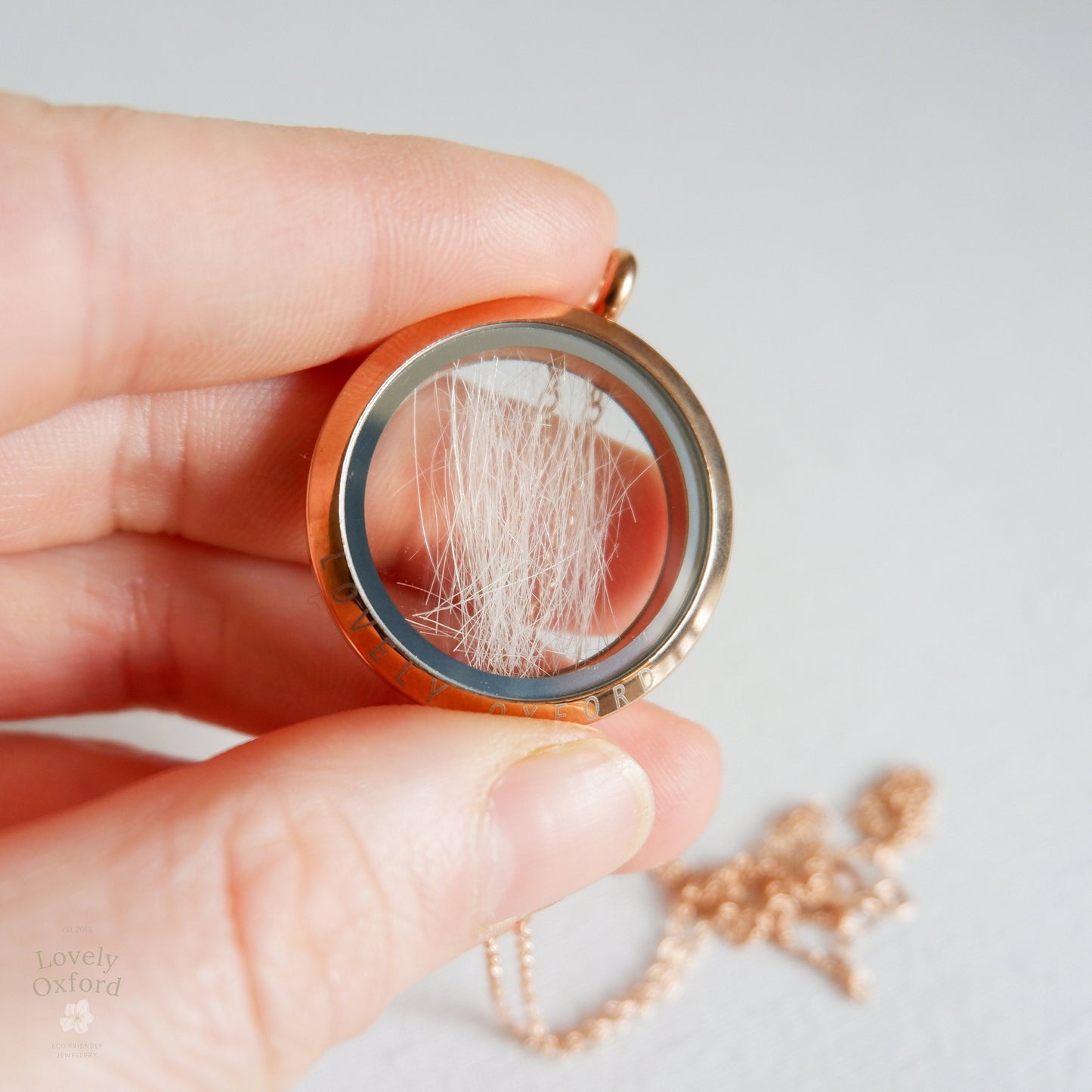 Pet Memorial Necklace UK - Dog & Cat Ashes Hair Locket - Rose Gold Keepsake