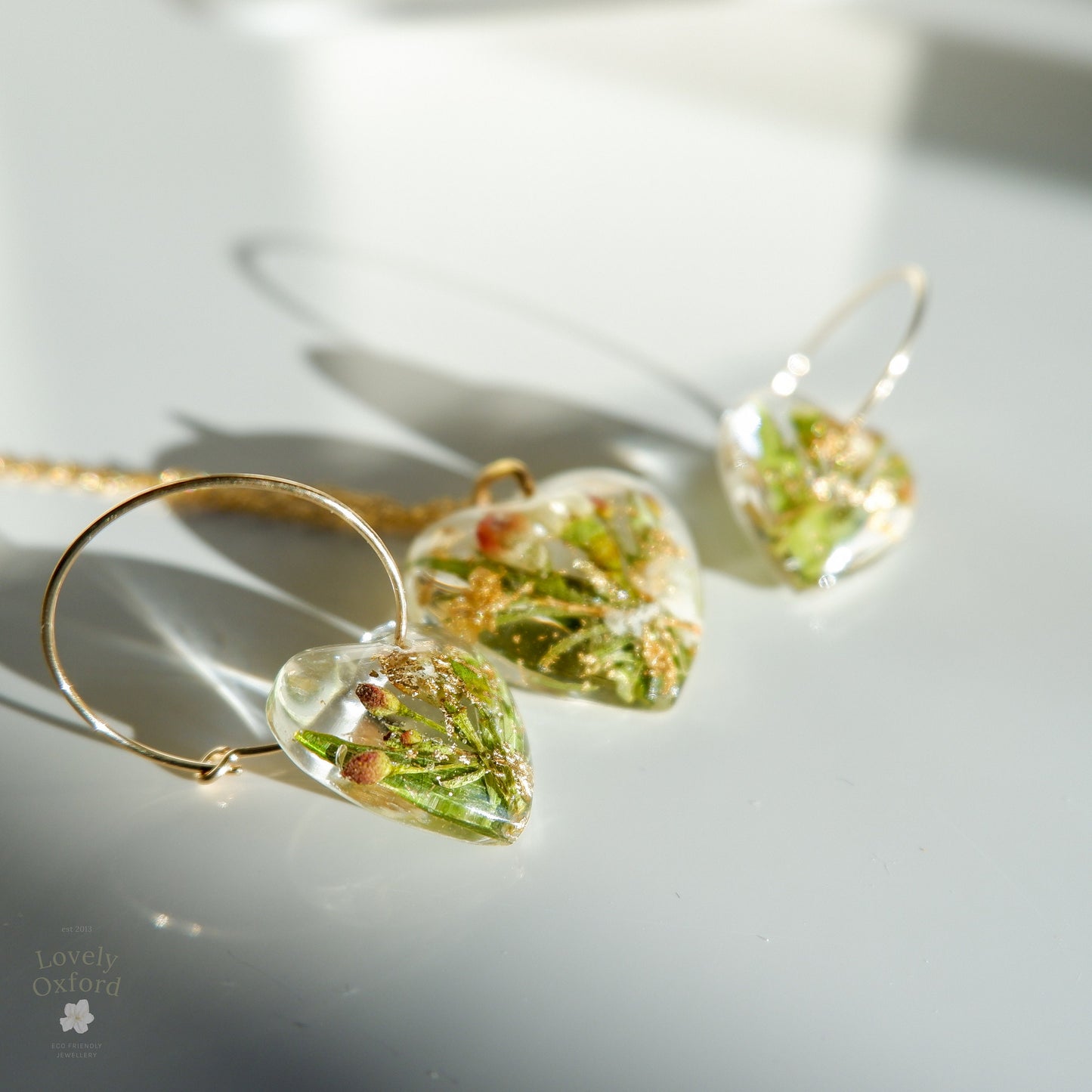 Wedding Bouquet Preservation Necklace & Earrings Set - Bridal Flower Keepsake