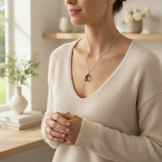 Teardrop Pet Memorial Necklace for Ashes Hair or Flowers - Resin Pendant UK