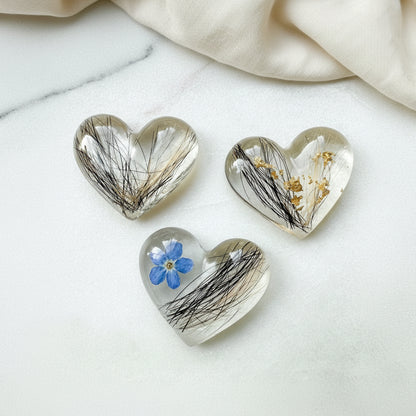Handcrafted memorial keepsake heart with pet fur