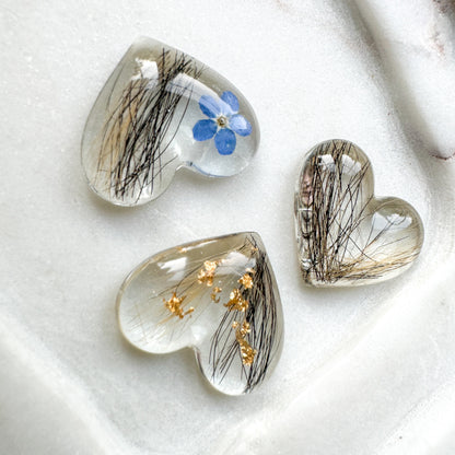 Set of memorial heart paperweights for pet remembrance