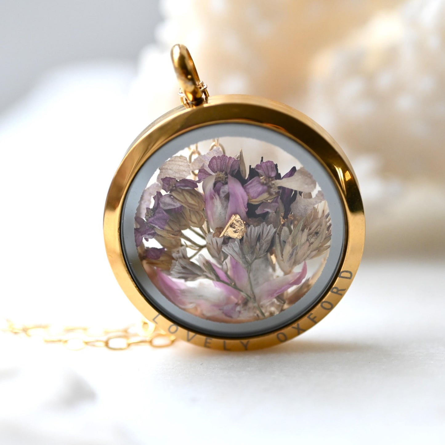 Real Wildflower Locket Necklace | Stainless Steel Botanical Pendant