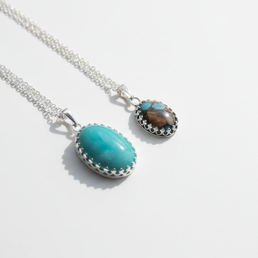 Premium Sterling Silver Mystery Necklace Bundle - 2 Necklaces (Opal & Crystals)